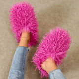 Cross border imitation beach wool slippers for women's warm home cotton slippers for foreign trade