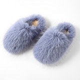 Wholesale of manufacturer's foreign trade plush slippers for women in autumn and winter, with added plush and warm cotton slippers for home use, imitation fur, anti slip slip toe flip flops