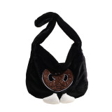Bags Autumn/Winter Plush Bag New Forest Soft Girl Cartoon Large Capacity One Shoulder Crossbody Underarm Bag Cross border