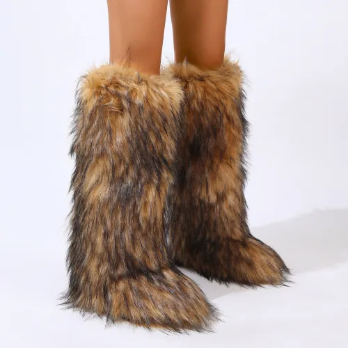 Wholesale of new winter 50cm high long tube fur boots by manufacturers for foreign trade, keeping warm, spicy girls fashionable, snow boots for women