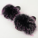 Manufacturer's spot wholesale of new foreign trade raccoon raccoon fur fur grass fox fur women's summer fur slippers North America station