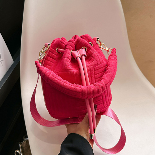 Bags Bag New Korean Style Fashion Lingge Small Fragrance Style Texture Internet Famous Women's Crossbody Fleece Bucket Bag