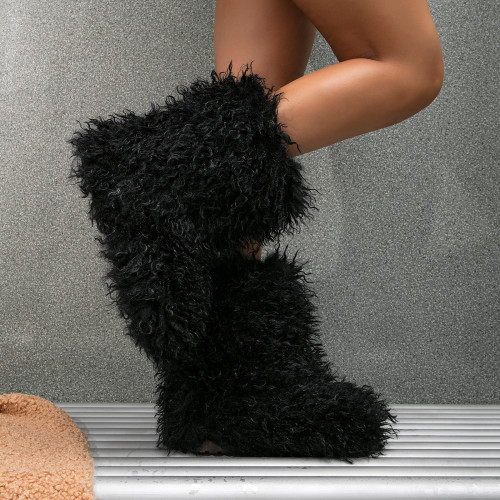 Manufacturer's direct sales of new winter imitation wool woolen boots, fashionable spicy girl imitation fur long fur snow boots
