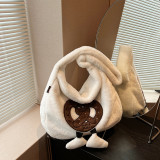 Bags Autumn/Winter Plush Bag New Forest Soft Girl Cartoon Large Capacity One Shoulder Crossbody Underarm Bag Cross border