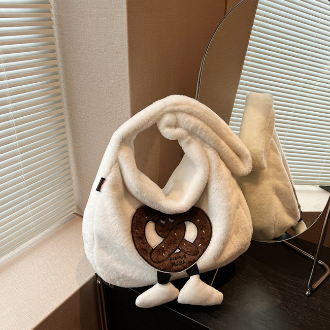 Bags Autumn/Winter Plush Bag New Forest Soft Girl Cartoon Large Capacity One Shoulder Crossbody Underarm Bag Cross border