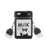 PU Summer Small Bag Forest Style Girl Fashion Print Cute Cartoon Wide Shoulder Strap Crossbody Cow Box Bag