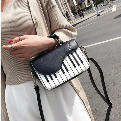 Fashionable contrast color small square bag versatile girl sweet personality piano notes small satchel bag