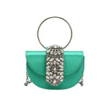 Wedding Party Trendy Women Crystal Diamond Handbags Designer Luxury Pink Evening Round Ring Evening Clutch Purses