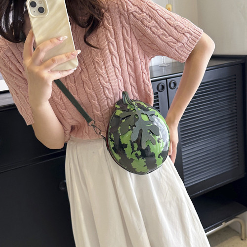 Personalized Watermelon Bag Cute Girl Personalized Creative Apple One Shoulder Crossbody Small Round Bag Cross border PU
