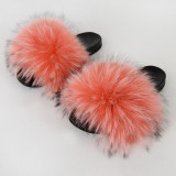 Manufacturer's spot wholesale of new foreign trade raccoon raccoon fur fur grass fox fur women's summer fur slippers North America station