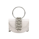 Wedding Party Trendy Women Crystal Diamond Handbags Designer Luxury Pink Evening Round Ring Evening Clutch Purses