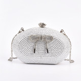 Fashion Trend Luxury Design Women's Diamond Bags Oval Shoulder Bags Decorated With Bow