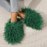 Cross border imitation beach wool slippers for women's warm home cotton slippers for foreign trade