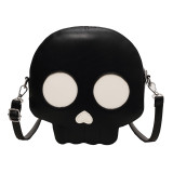 Halloween Small Bag New Cute Girl Cartoon Skull Personalized One Shoulder Net Red Crossbody Small Round Bag PU