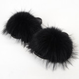 Manufacturer's spot wholesale of new foreign trade raccoon raccoon fur fur grass fox fur women's summer fur slippers North America station