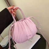 women handbags ladies hand bags small size pattern underarm handbag Pleated Tote Versatile Shoulder Bucket handbag