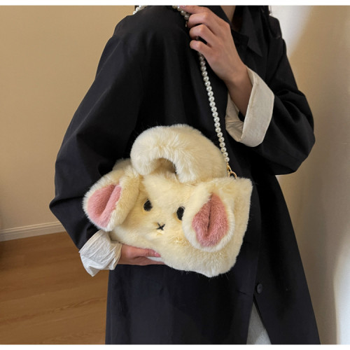 Cartoon Plush Cute Rabbit Handbag Bag Women Shoulder Crossbody Trendy Furry Bag