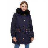 Autumn and winter new styles overcome women's plush cotton jackets, women's fur collared hooded warm jackets, European loose fitting cotton clothes