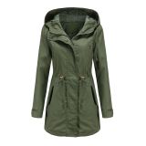 New cotton hooded windbreaker for women's spring and autumn jackets, European and American oversized loose solid color clothing, cross-border women's clothing