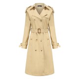 New European size trench coat, women's long waist collection, cotton fashion jacket, long sleeved lapel, Amazon WISH hair replacement