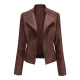 Cross border European code new spring and autumn women's leather jacket women's short jacket slim fit thin leather jacket women's motorcycle clothing