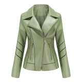 Cross border exclusive foreign trade leather clothing women's thin PU short jacket spring and autumn jacket Wish motorcycle clothing women's new style