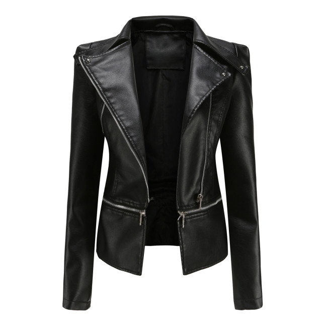 Cross border women's clothing European size new leather jacket women's detachable spring and autumn coat women's fashionable casual jacket