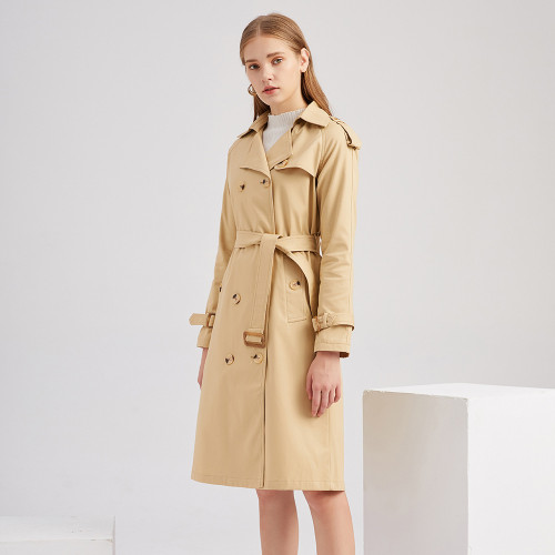 New European size trench coat, women's long waist collection, cotton fashion jacket, long sleeved lapel, Amazon WISH hair replacement