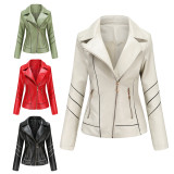 Cross border exclusive foreign trade leather clothing women's thin PU short jacket spring and autumn jacket Wish motorcycle clothing women's new style