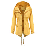 New trench coat, medium length hooded jacket, long sleeved waist up outdoor raincoat, Amazon WISH thin version
