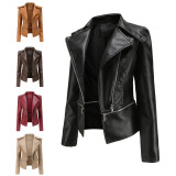 Cross border women's clothing European size new leather jacket women's detachable spring and autumn coat women's fashionable casual jacket