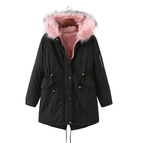 D933 winter jacket with plush and thickened European size cotton jacket