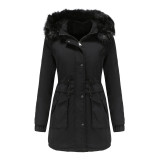 New style foreign trade women's cotton jacket with detachable fur collar, detachable hat with cotton clip to overcome women's difficulties