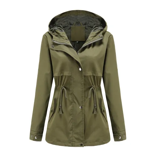 New European raincoat, medium length jacket, hood, thin windbreaker, women's cross-border one piece for shipping