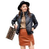 Amazon's new European size autumn/winter short leather jacket for women, European and American thickened cotton jacket, bread jacket, cross-border
