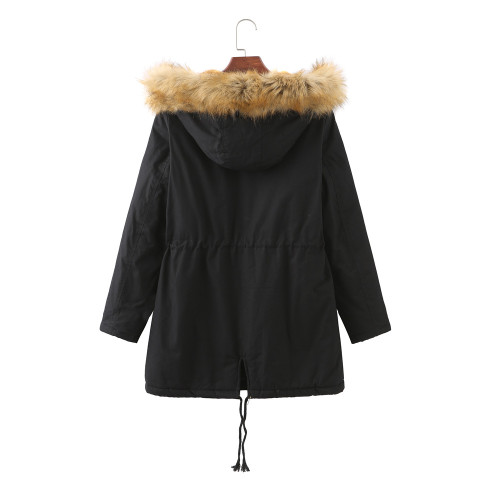 women's cotton jacket with hood and plush autumn/winter oversized cotton jacket