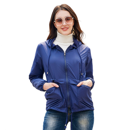 New lightweight mesh 20D hooded jacket outdoor raincoat short windbreaker European and American cardigan jacket European size