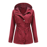 New European raincoat, medium length jacket, hood, thin windbreaker, women's cross-border one piece for shipping