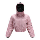European loose autumn/winter cotton jacket hooded women's jacket popular long sleeved short