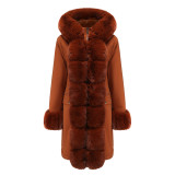 Women's autumn and winter plush cotton clothes, women's detachable fur collar for warmth overcoming