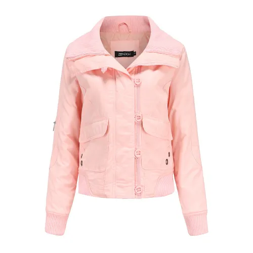 New style women's short cotton jacket for foreign trade, women's winter warmth jacket, women's high collar ribbed women's cotton jacket