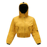 European loose autumn/winter cotton jacket hooded women's jacket popular long sleeved short