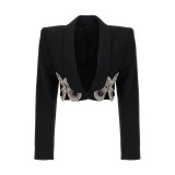 Autumn new high-end European and American diamond inlaid butterfly short suit short jacket skirt
