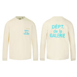 GALLERY DEPT Classic Letter Banner Arm LOGO Printed Round Neck Waffle Bottom Long sleeved T-shirt