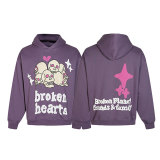 Broken Planet Letter Foam Print Broken Planet Loose Casual Plush Hooded Sweater for Men and Women