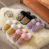Lady's sequin fashion plush slippers home indoor fluffy slippers