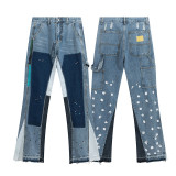 GALLERY DEPT patchwork retro jeans for men and women high street splashing ink wash micro flare casual pants trend