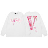 VLONE FOG Pixel Cherry Blossom Pink Big V Heavy Duty Long sleeved T-shirt Round Neck Sweater Bottom Trendy