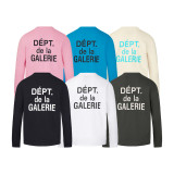 GALLERY DEPT Classic Letter Banner Arm LOGO Printed Round Neck Waffle Bottom Long sleeved T-shirt