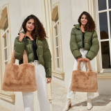Women'S Portable Fashion Portable Cute Plush Shopping Bag Women'S Artificial Fur Large Capacity Tote Bag